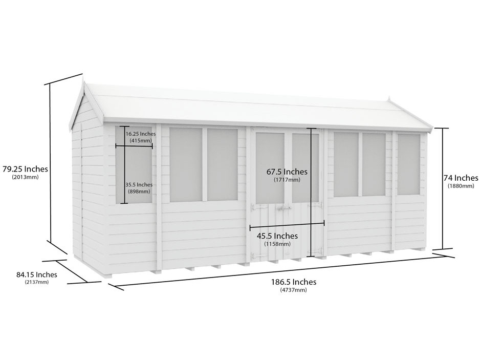 7ft x 16ft Apex Summer Shed