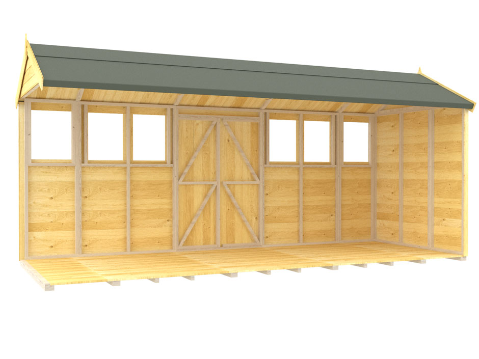 7ft x 16ft Apex Summer Shed