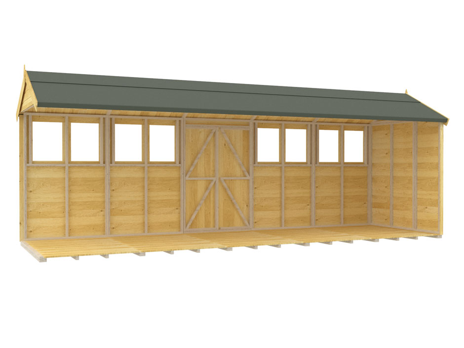 7ft x 20ft Apex Summer Shed